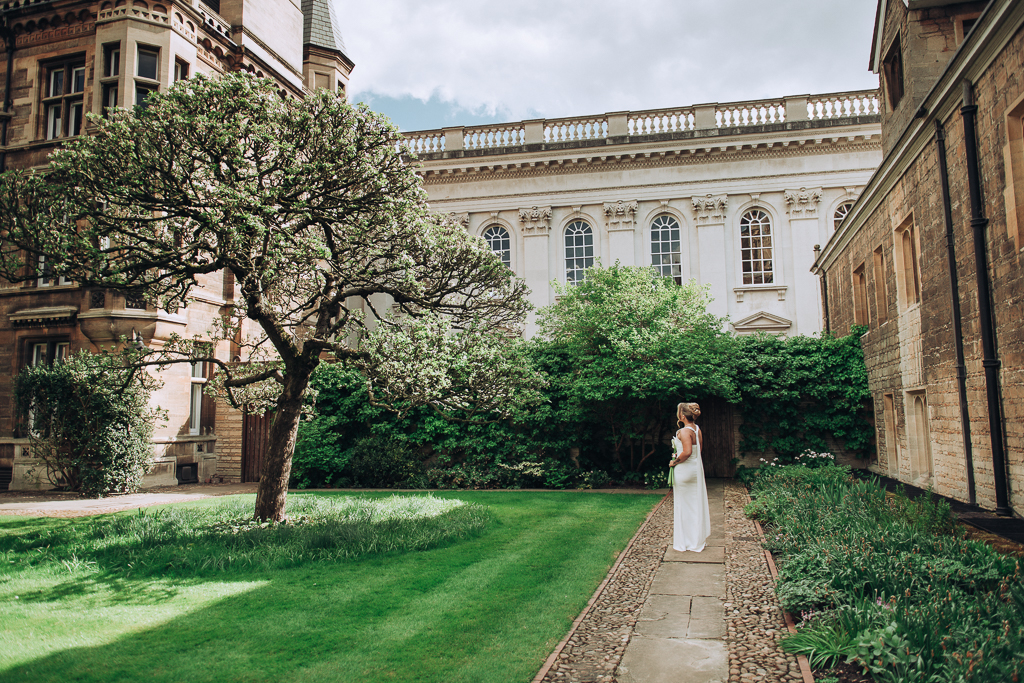 bride by tree cambridge